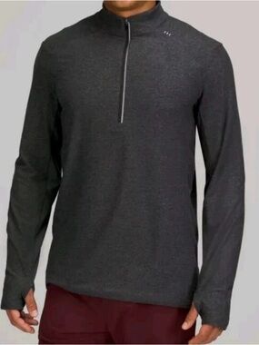 Lululemon Surge Warm Half-zip Pullover In Heathered Graphite Grey/Black Medium